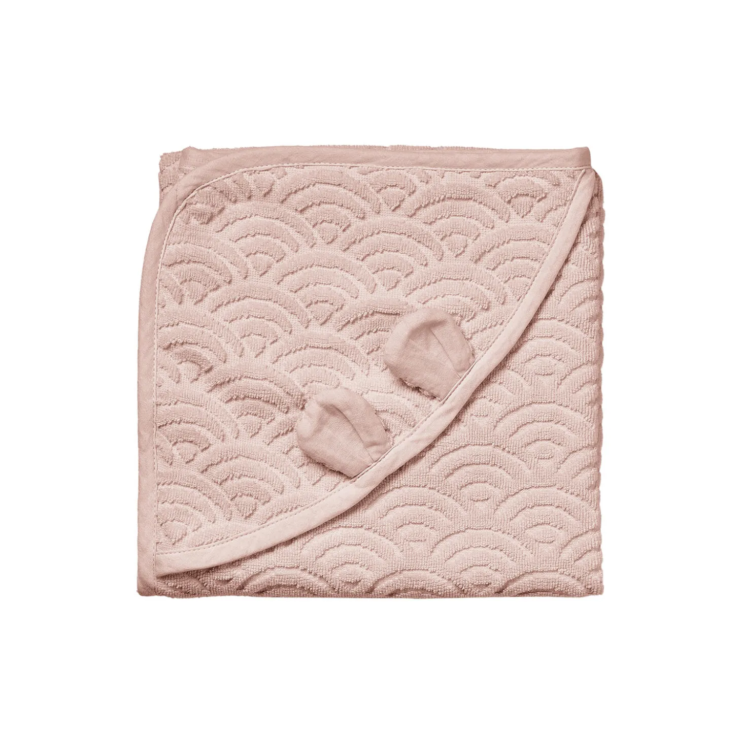 Baby håndklæde med hætte og ører, dusty rose