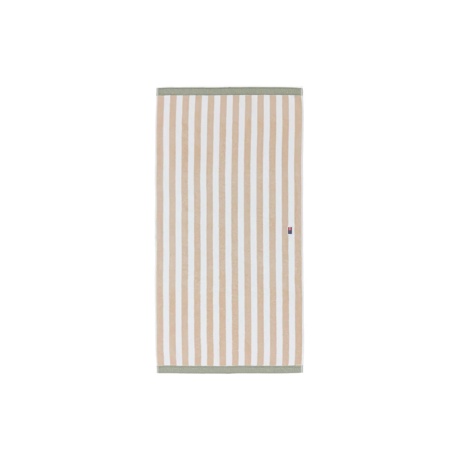 Block Striped Towel, moonbeam/white/vintage green