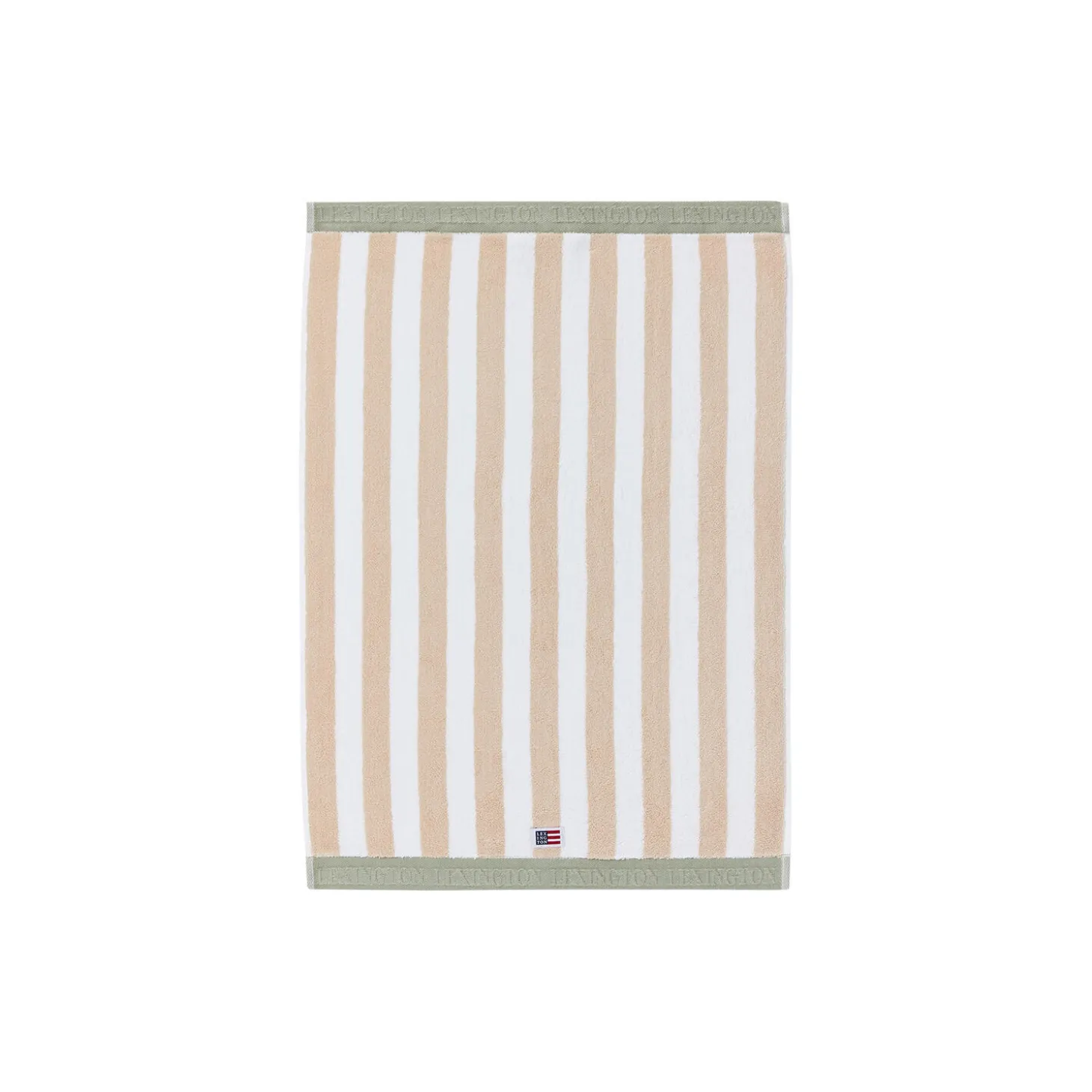 Block Striped Towel, moonbeam/white/vintage green