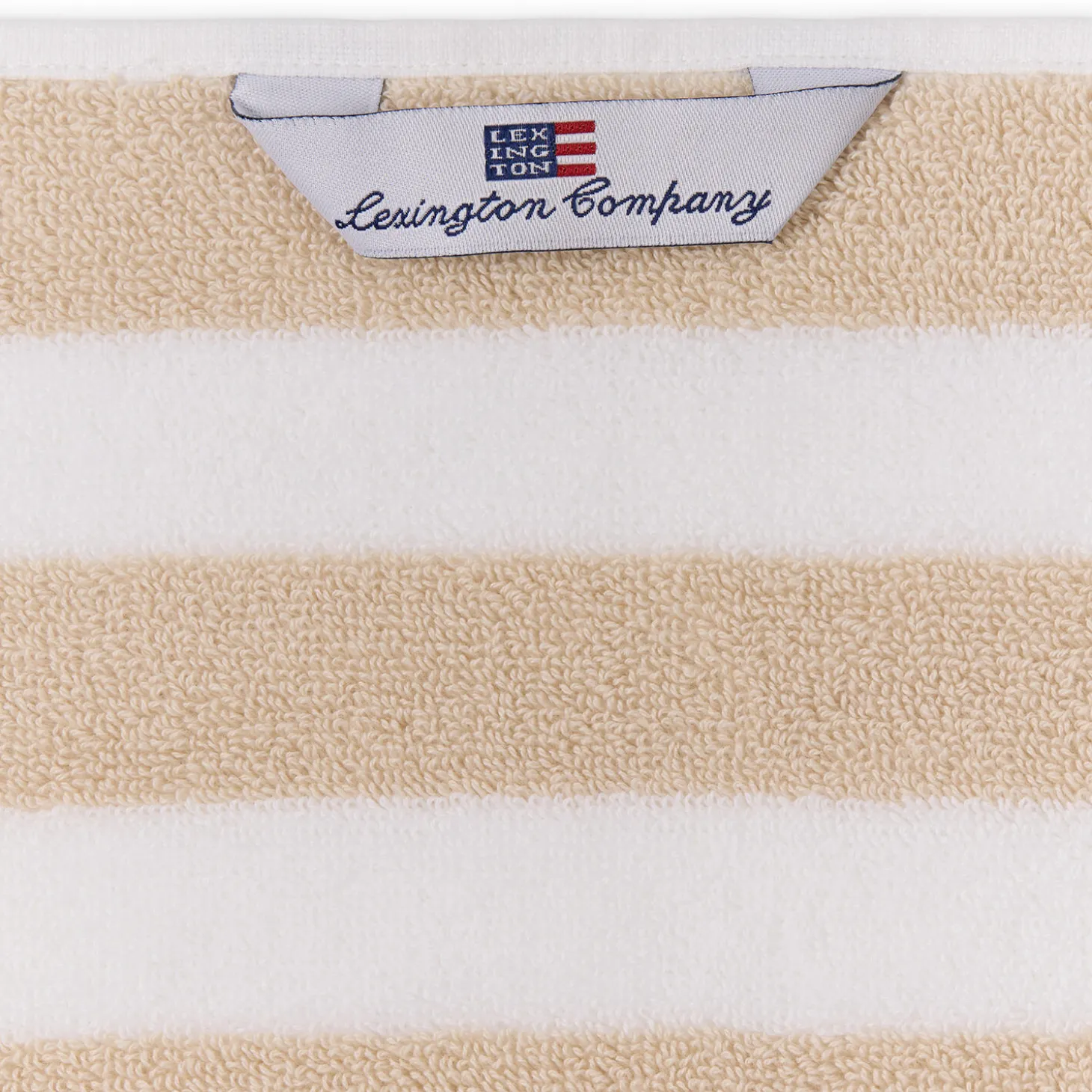 Block Striped Towel, moonbeam/white/vintage green