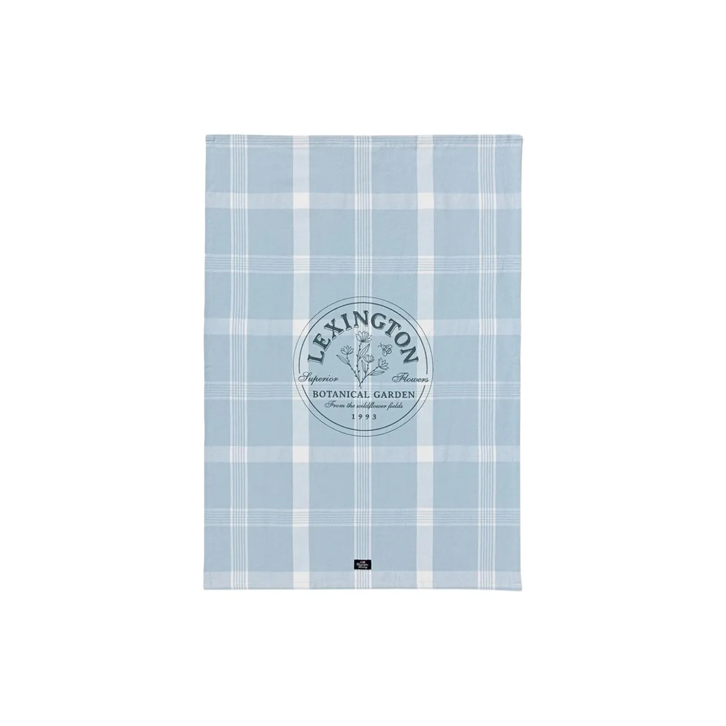 Botanical Checked Organic Cotton Kitchen Towel, blue/white