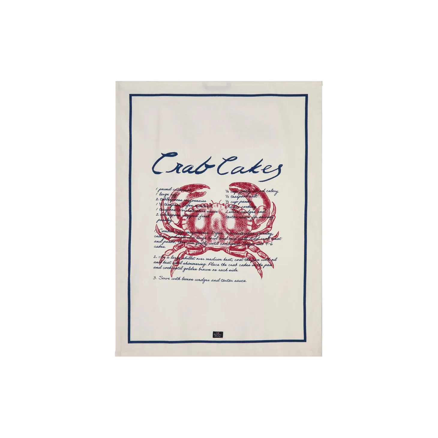 Crab Cakes-viskestykke i økologisk bomuldstwill, white/blue