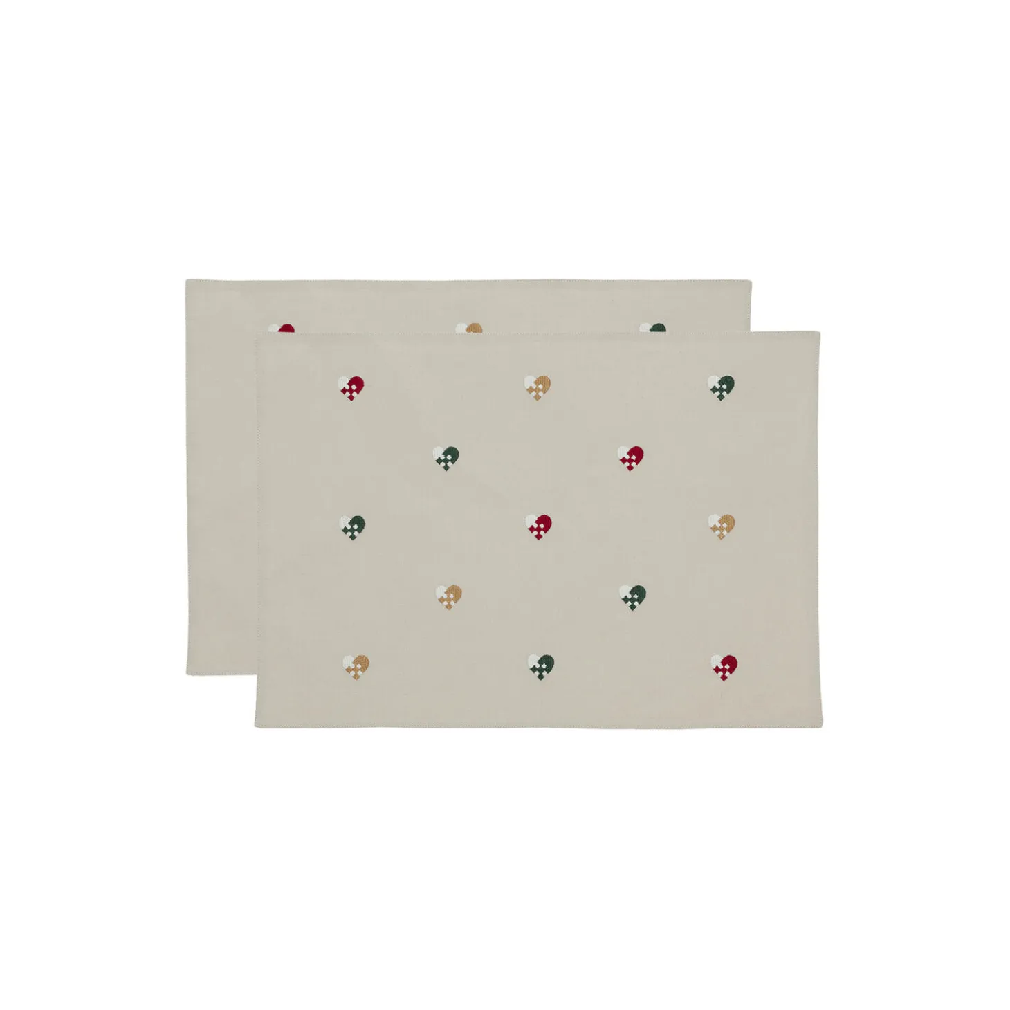 Dækkeserviet Christmas Hearts Embroidery 2-pk, red