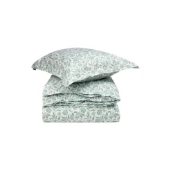 Flowers Cotton Sateen Bed Set, white/eucalyptus