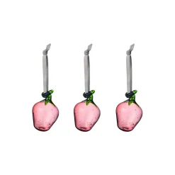 Glass jordbær 3-pak, pink