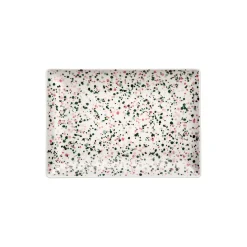 Helle A4 tallerken, pink-green