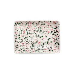Helle A6 tallerken, pink-green