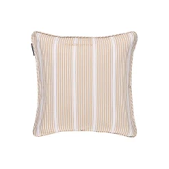 Icons Classic Striped Organic Cotton Twill Pillow Cover, beige/white