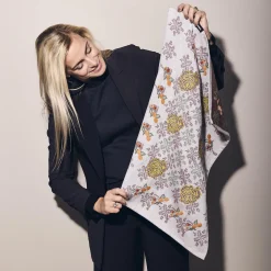Jacquard & Broderet økologisk viskestykke