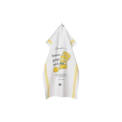 Lemon Poppy Organic Cotton Kitchen Towel, white/yellow