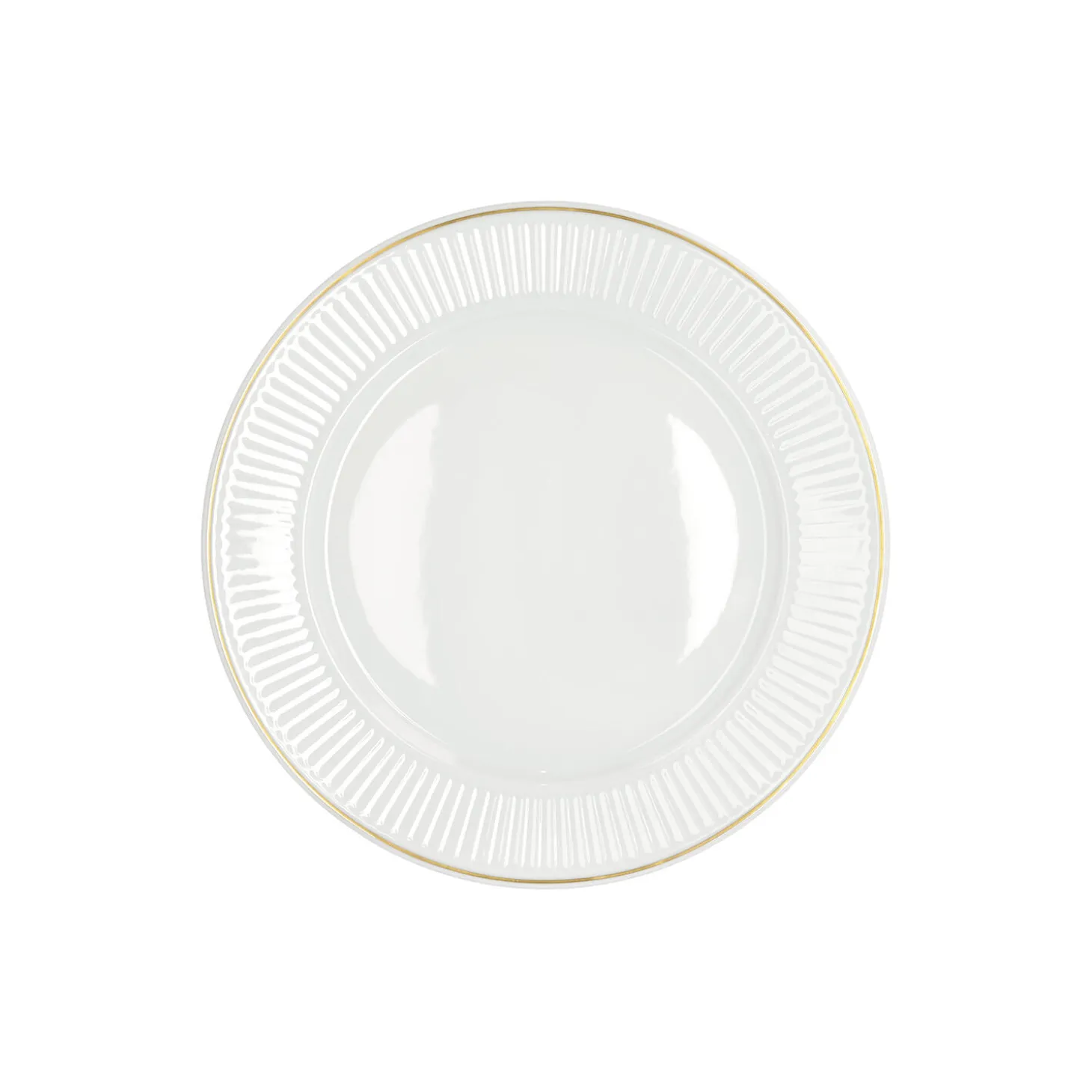 Plissé flad tallerken Ø 28 cm, hvid/guld