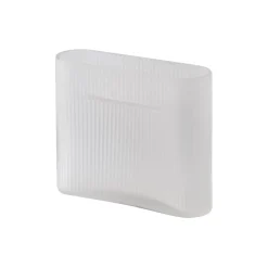 Ridge Vase, white/frosted glass