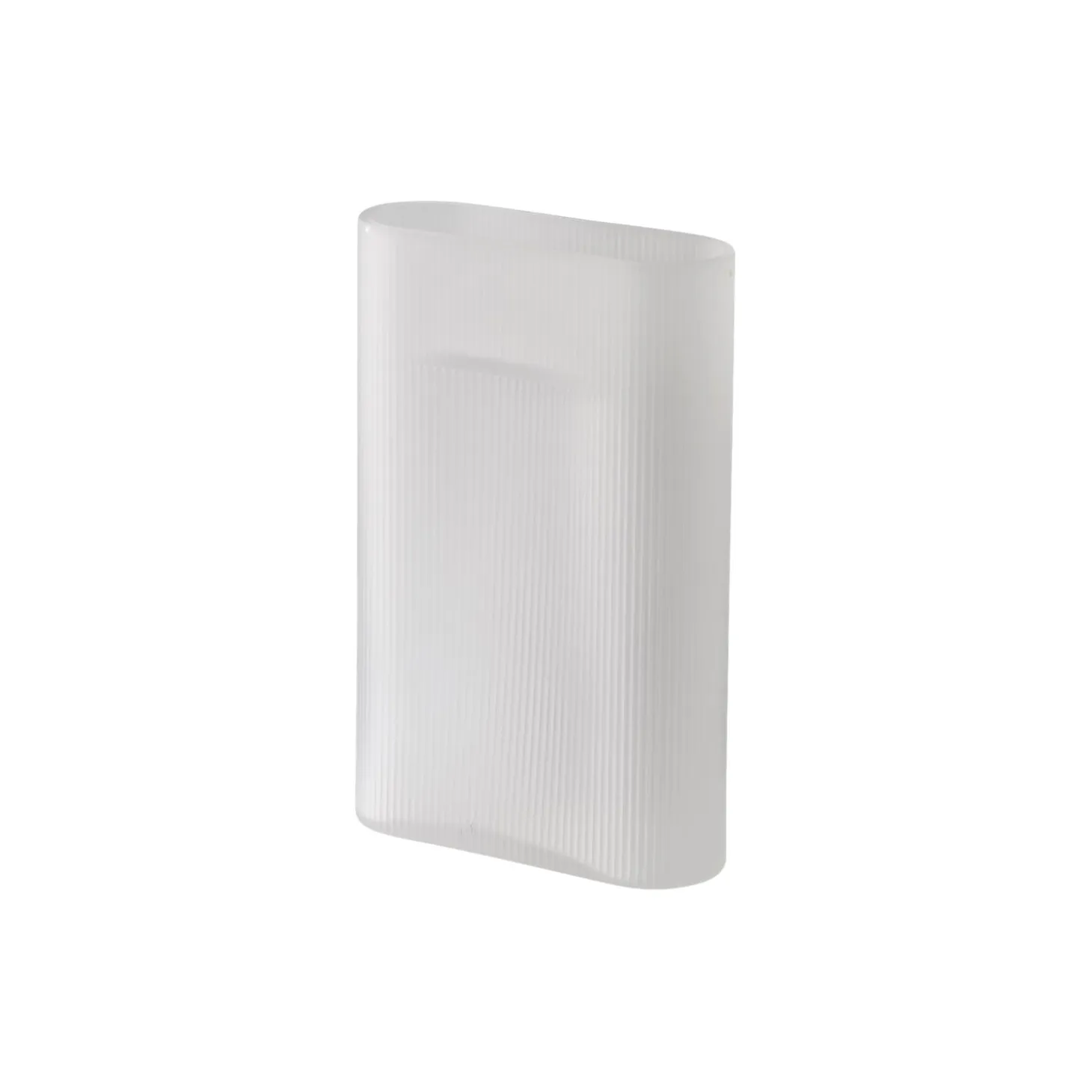 Ridge Vase, white/frosted glass