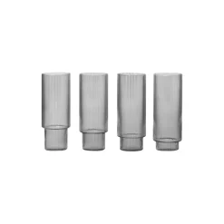 Ripple Long Drink Glasses 4 pcs, smoked grey