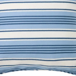 Striped Organic Cotton Twill Cushion Cover, blue/white