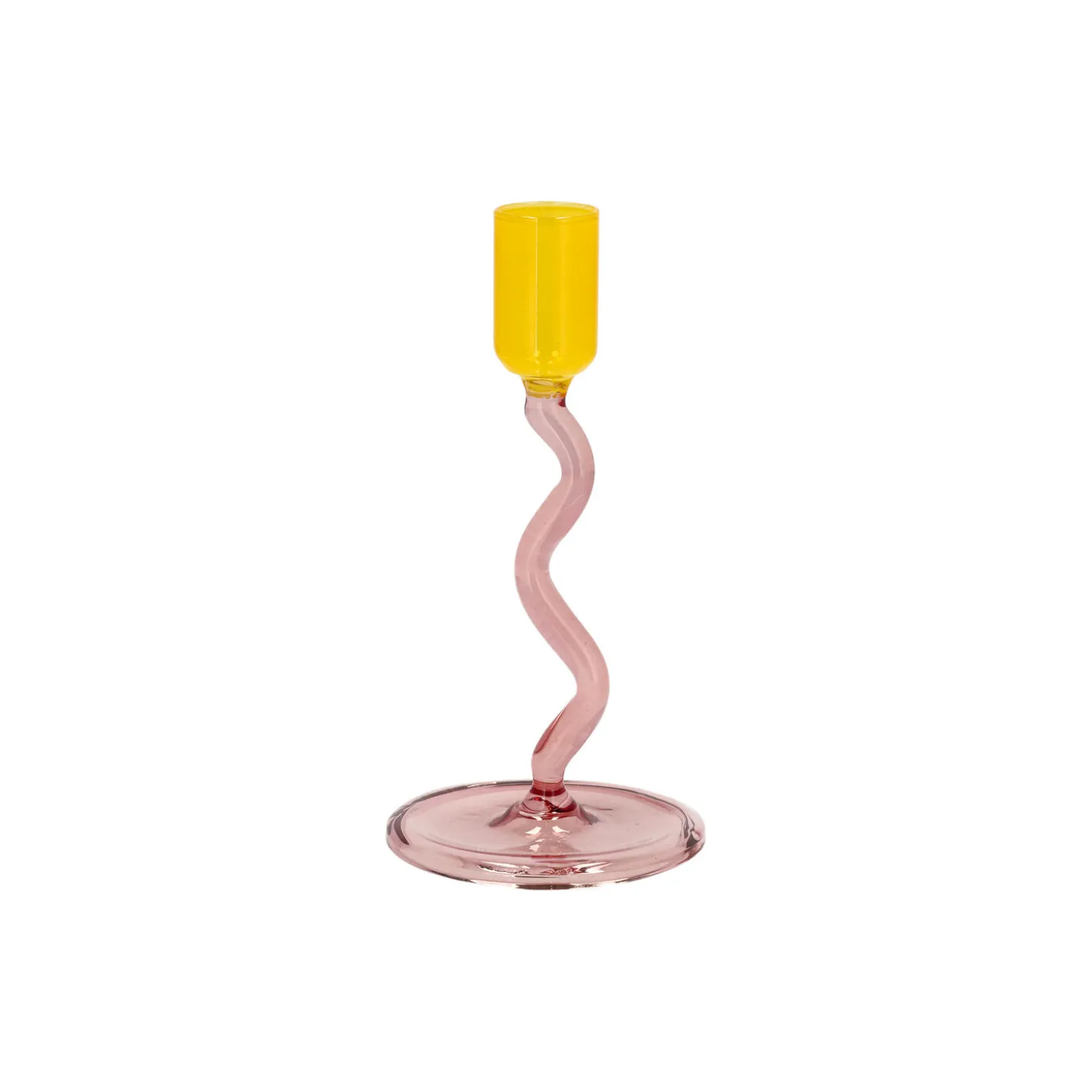 Styles glaslysestage, rose/yellow