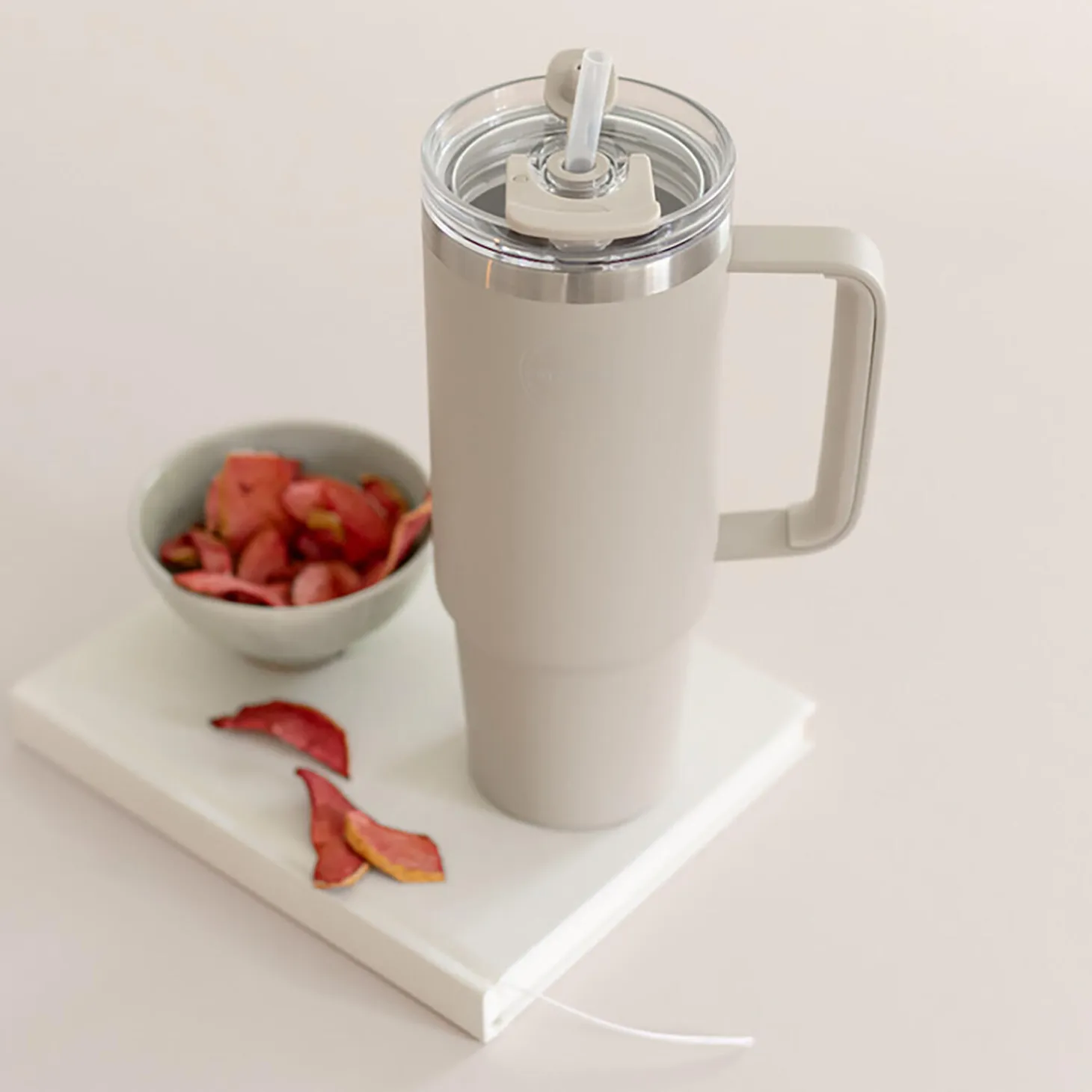 Thermo Cup With Straw, cream beige
